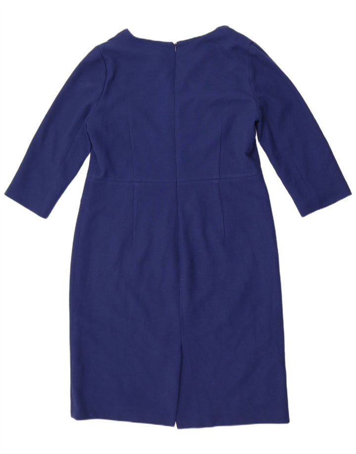 Vestido feminino Hobbs manga 3/4 com bainha UK 16 grande azul poliéster