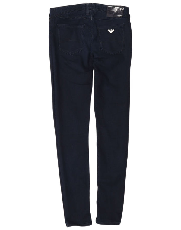 Armani Jeans feminino orquídea cintura baixa skinny W28 L30 algodão azul marinho