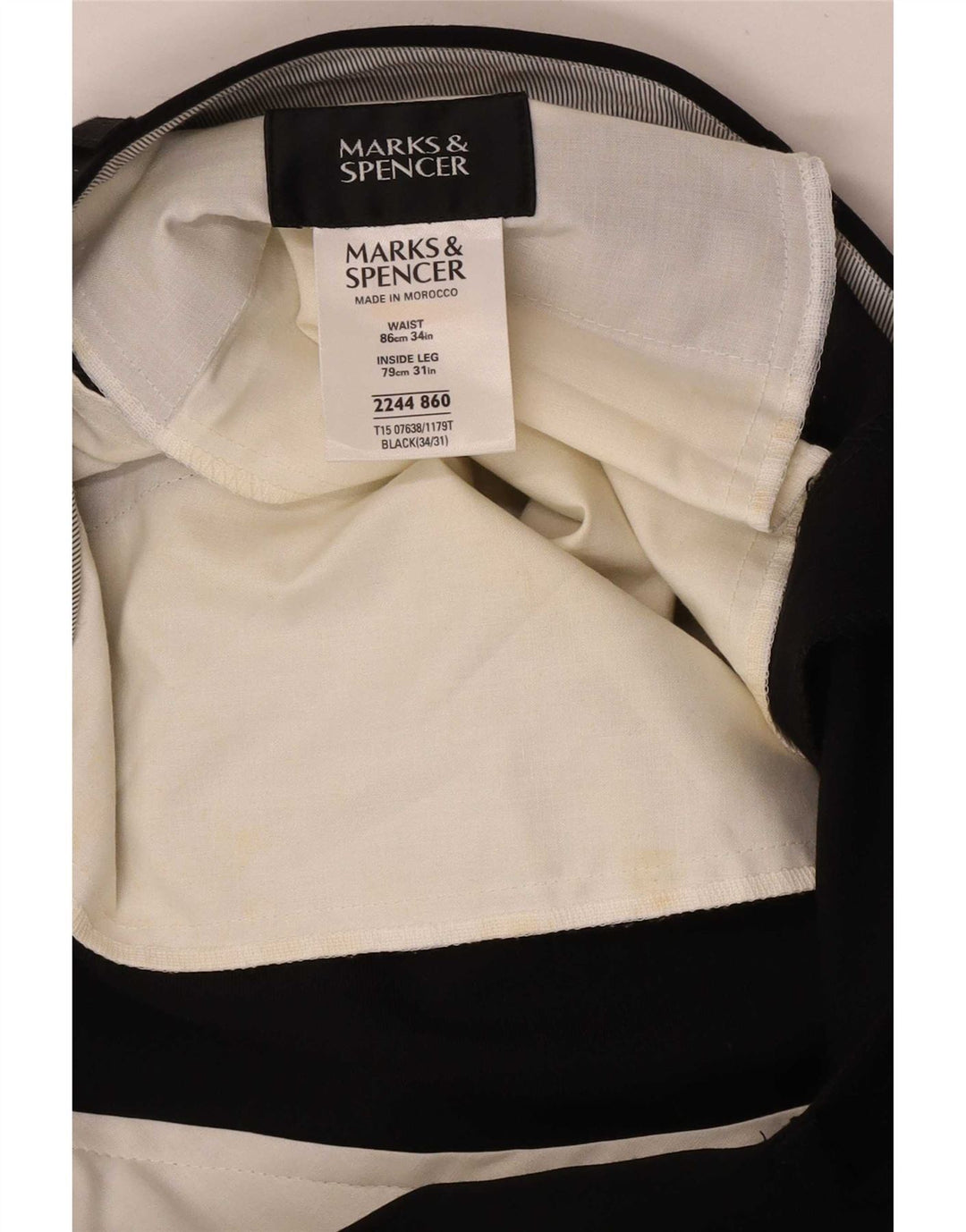 Calça masculina Marks & Spencer com pegged suit W34 L31 poliéster preto