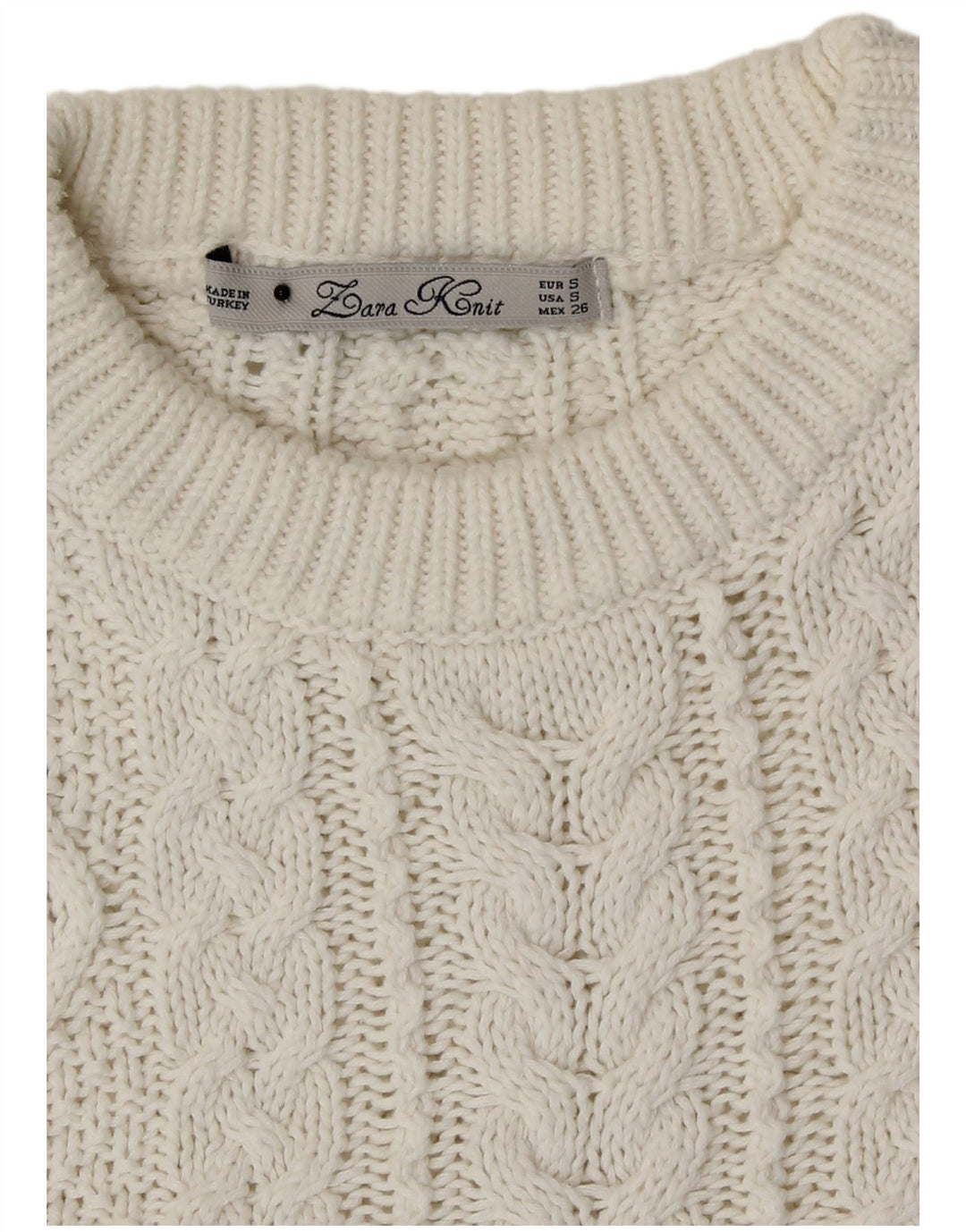 Suéter feminino Zara com gola canoa, Reino Unido 10, pequeno, branco
