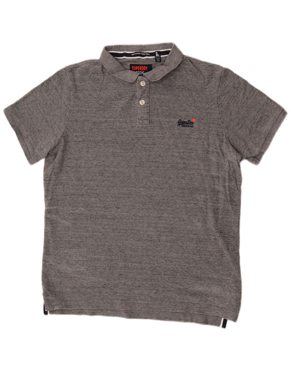 Camisa polo masculina Superdry Classic Fit 3XL algodão manchado cinza
