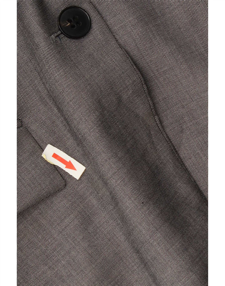 Jaqueta blazer feminina Hugo Boss com 2 botões Reino Unido 12 lã cinza médio