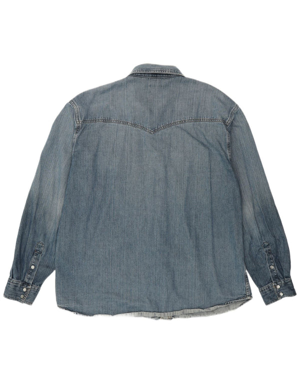 Camisa jeans masculina WRANGLER 2XL algodão azul