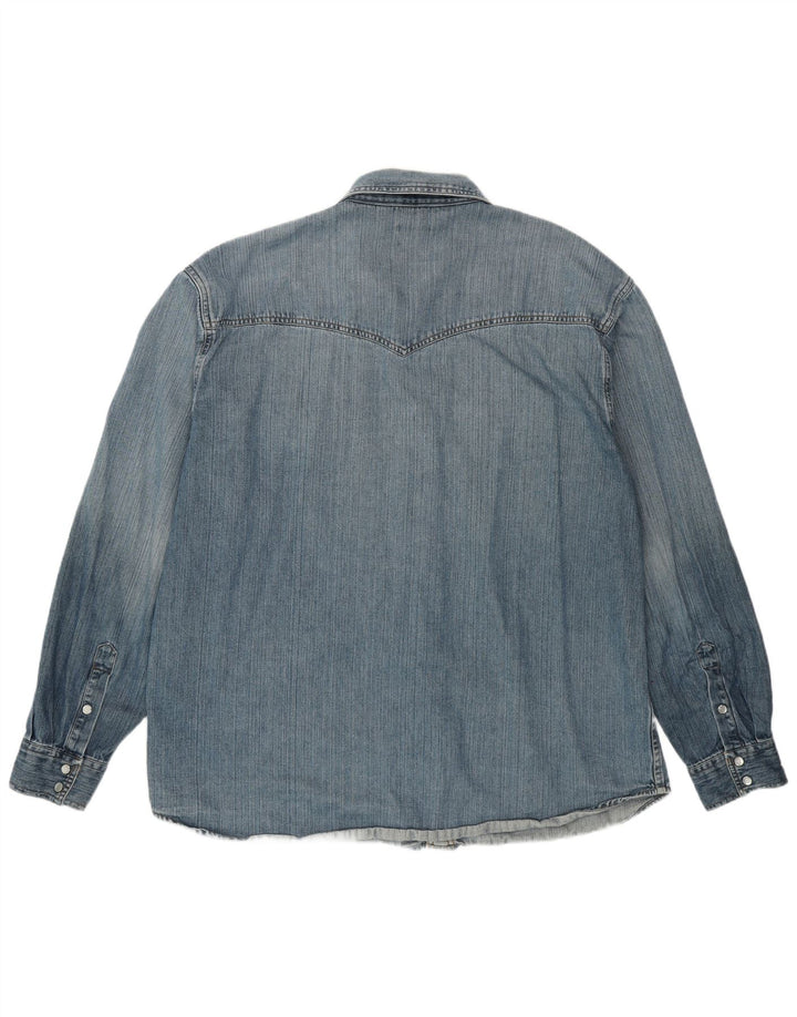 Camisa jeans masculina WRANGLER 2XL algodão azul