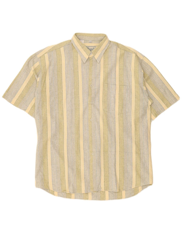 Camisa masculina de manga curta Rover&Lakes tamanho 41/42 grande algodão listrado amarelo