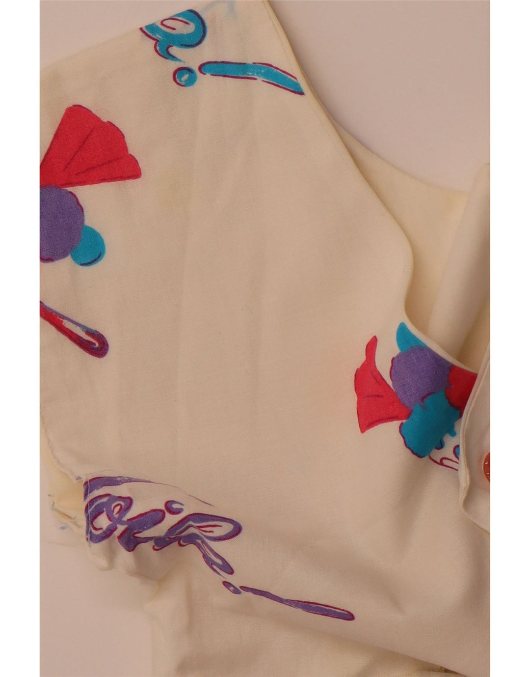 Vestido feminino VINTAGE com estampa abstrata sem mangas evasê Reino Unido 8 pequeno branco