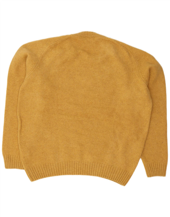 Zara Suéter masculino com gola redonda XL lã amarela