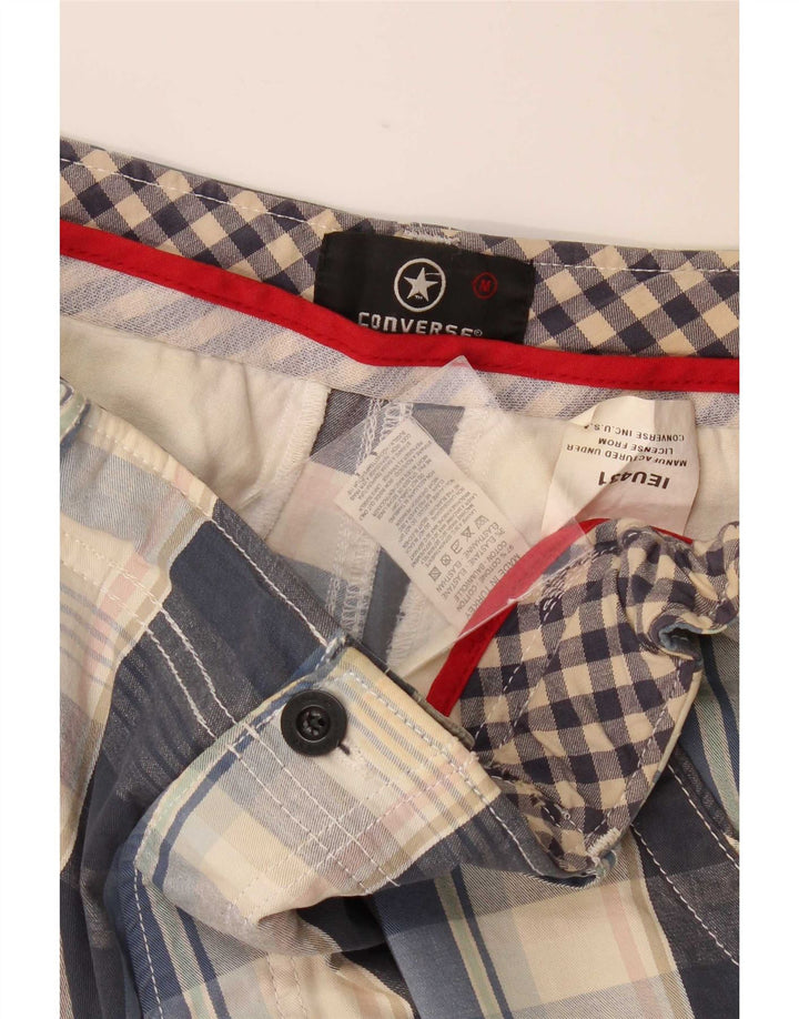 Converse Mens Chino Shorts Médio W32 Azul Marinho Xadrez Algodão