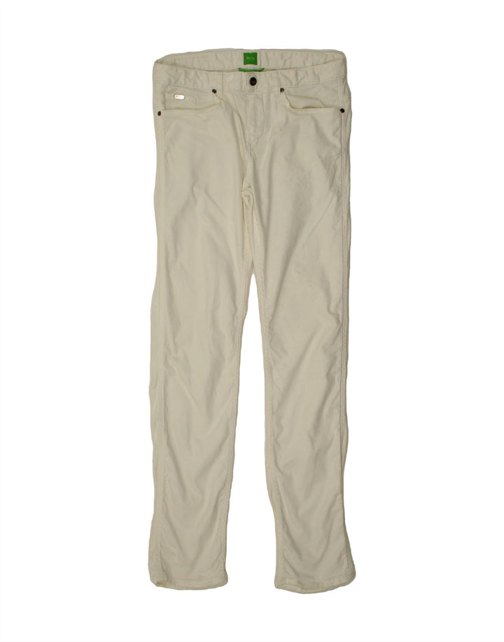 HUGO BOSS Womens Slim Casual Trousers W32 L34 White Cotton Vintage Hugo Boss and Second-Hand Hugo Boss from Messina Hembry 