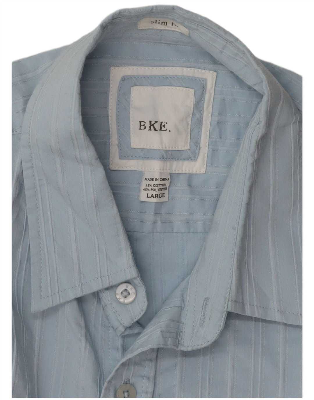 Camisa masculina BKE slim fit grande algodão listrado azul