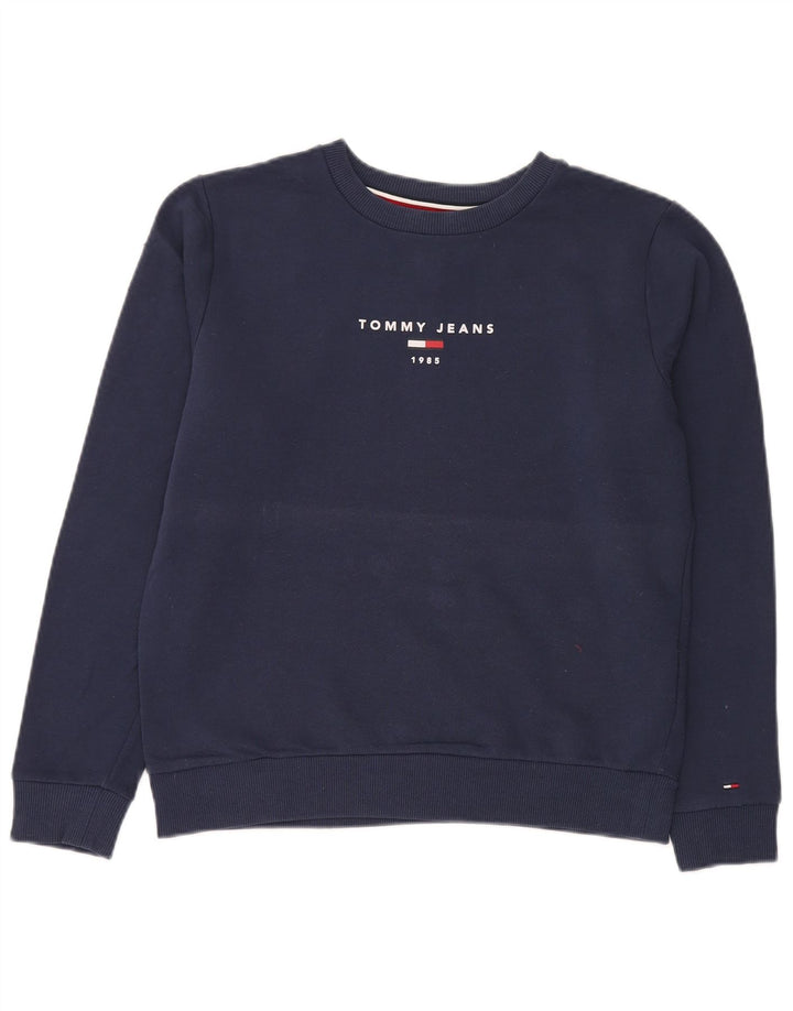 Tommy Hilfiger moletom gráfico feminino jumper UK 14 médio azul marinho