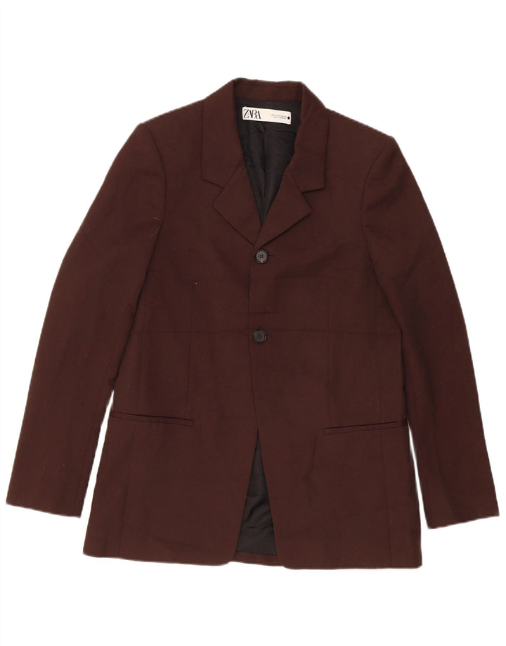 Zara Jaqueta Blazer Masculina com 2 Botões Reino Unido 34 XS Marrom Poliéster