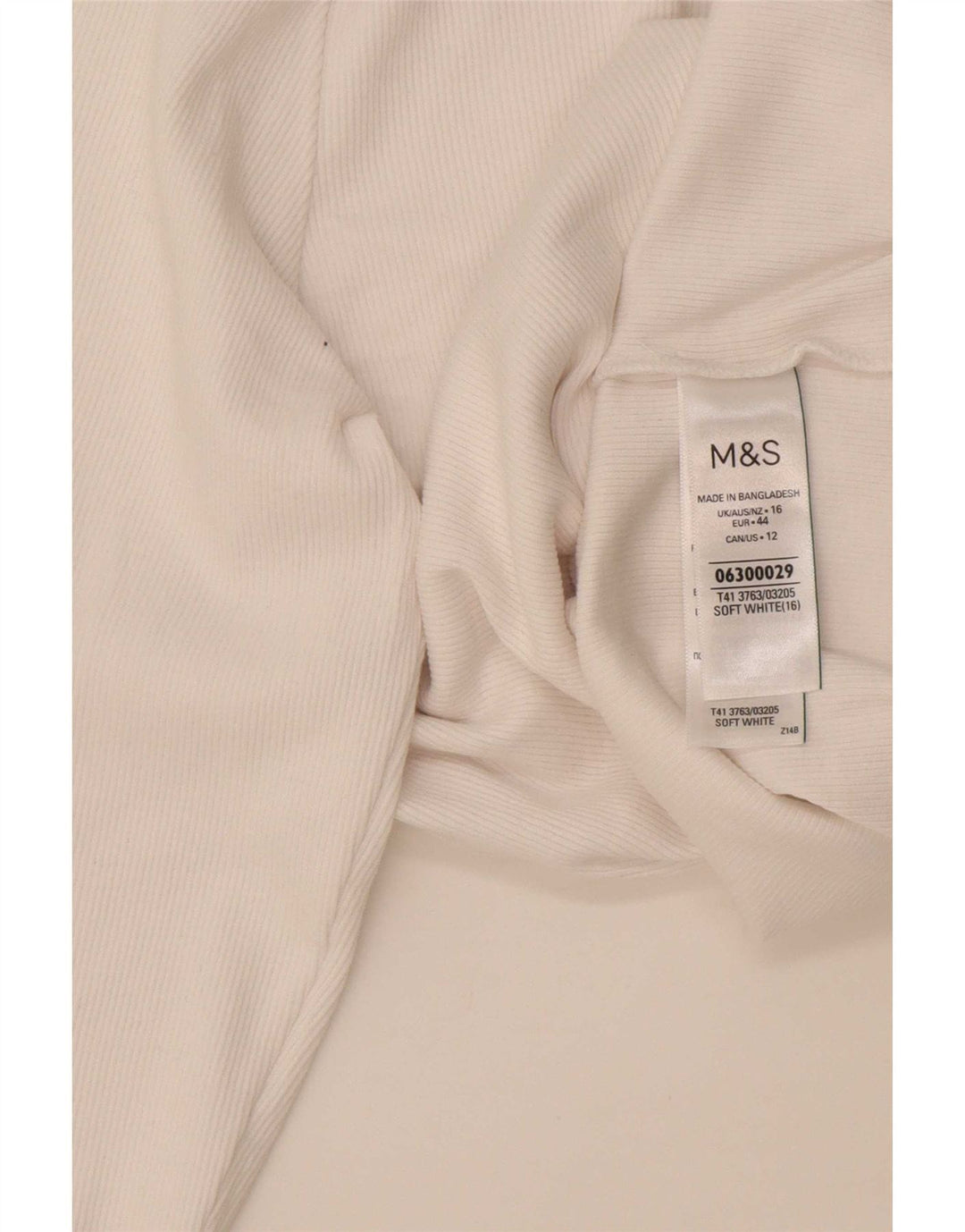 Top feminino Marks & Spencer manga comprida Reino Unido 16 grande algodão branco