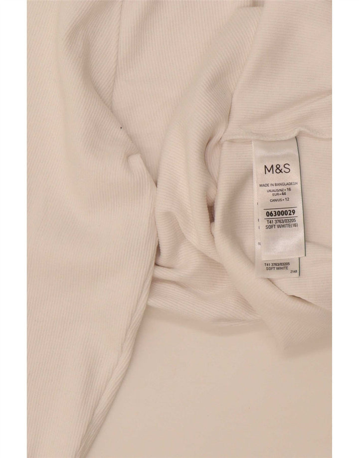 Top feminino Marks & Spencer manga comprida Reino Unido 16 grande algodão branco