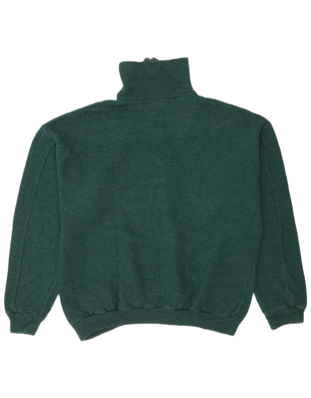 Suéter masculino vintage com zíper e gola grande verde