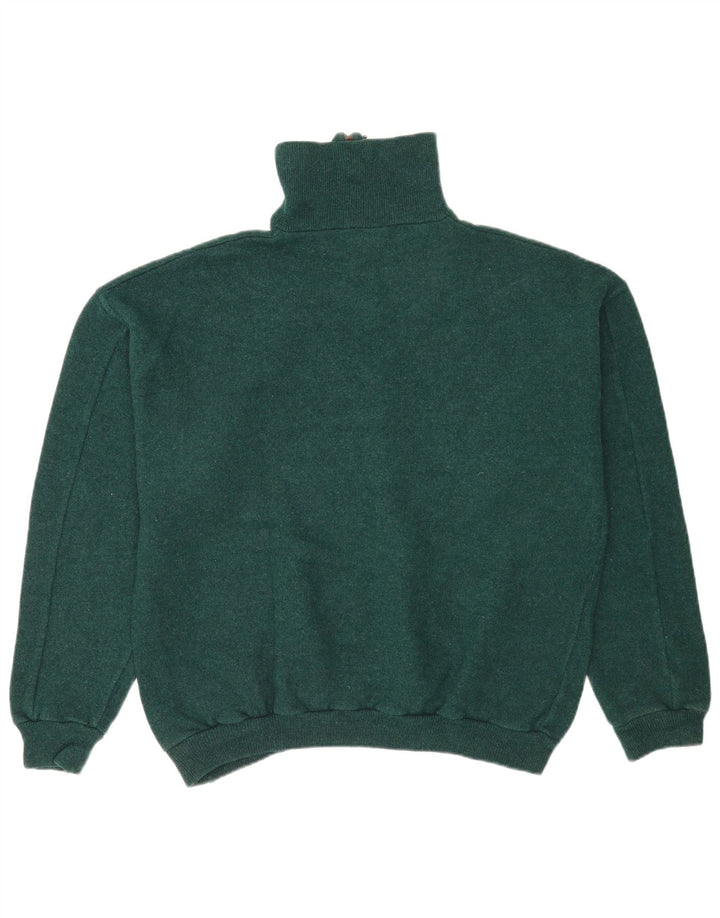 Suéter masculino vintage com zíper e gola grande verde