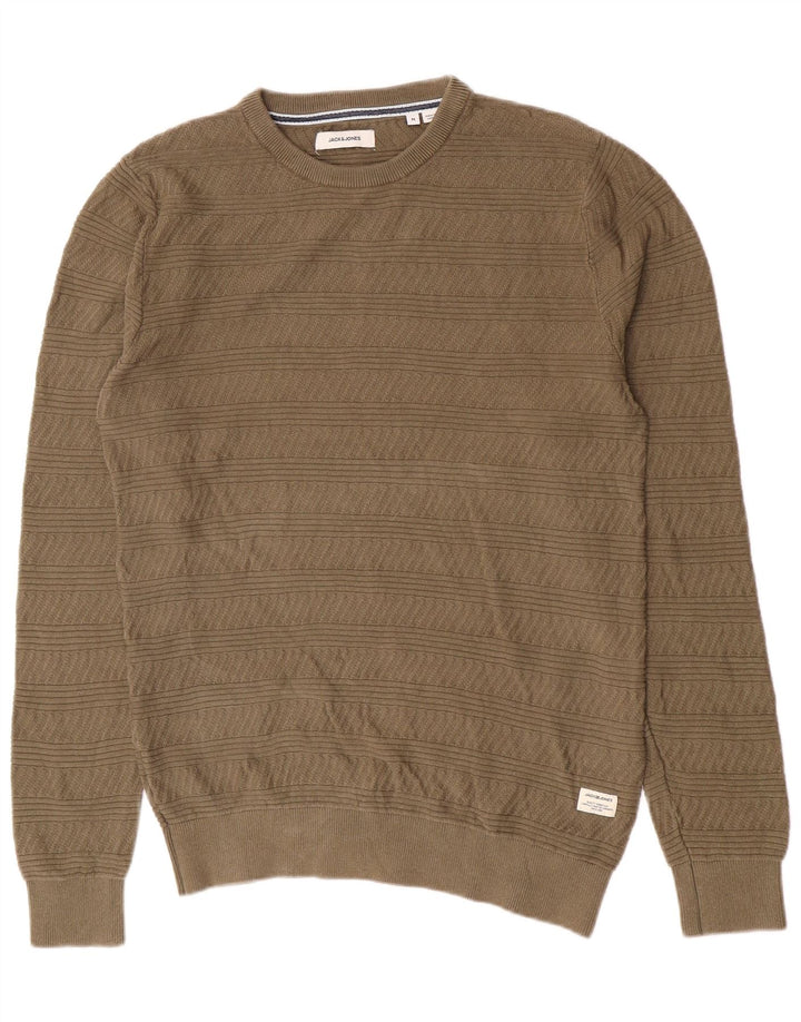 Suéter masculino Jack & Jones com gola redonda e algodão geométrico verde médio