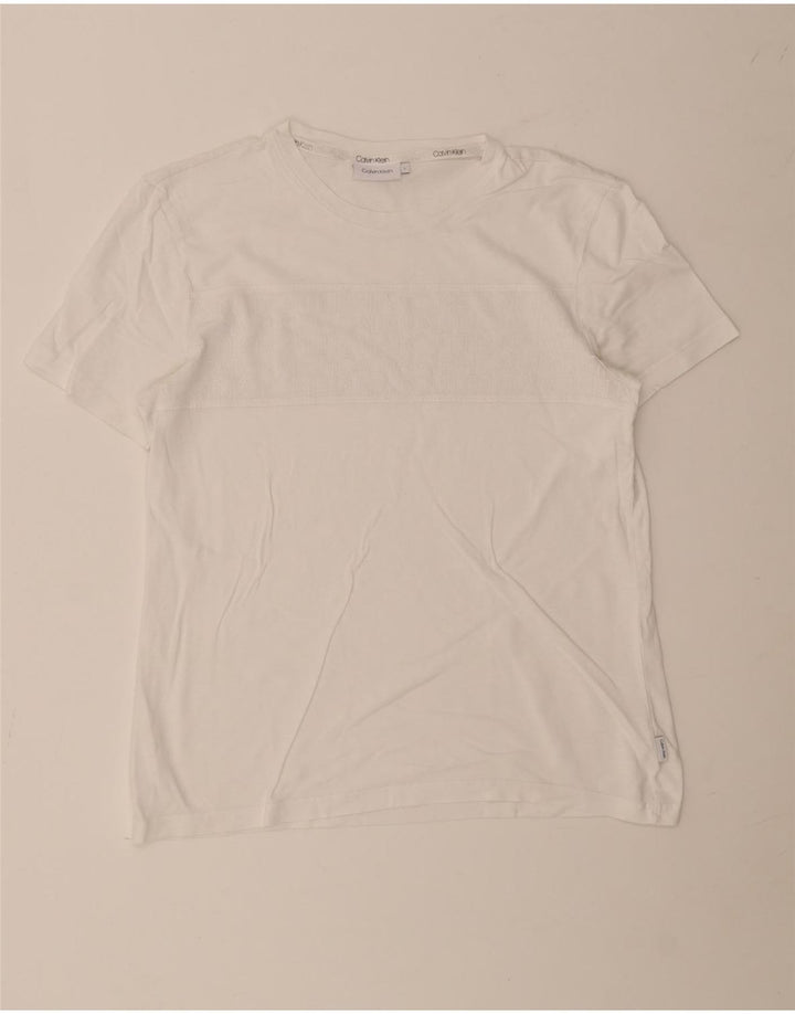 Camiseta masculina Calvin Klein com estampa gráfica grande branca