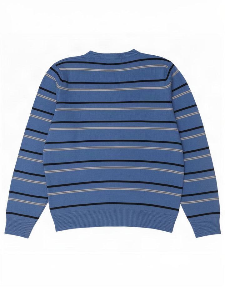 Suéter masculino Marks & Spencer Blue Harbor com decote em V listrado médio