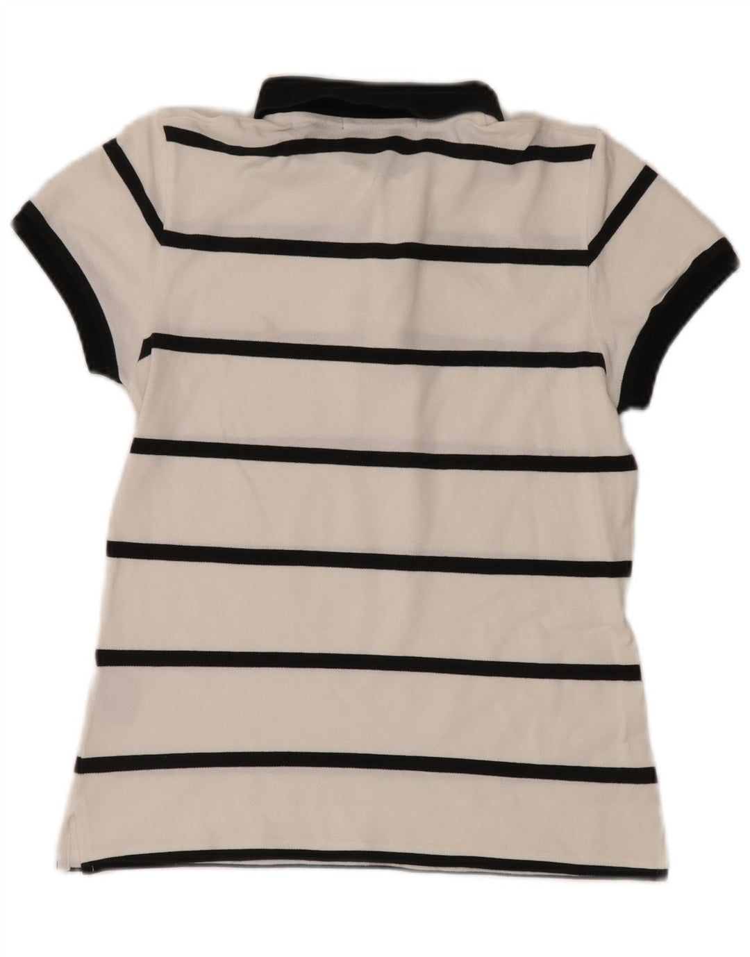 Camisa polo feminina de rugby RALPH LAUREN Reino Unido 12 algodão listrado branco médio