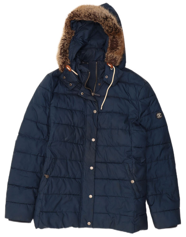 Jaqueta acolchoada com capuz feminina Barbour UK 18 XL azul marinho poliéster