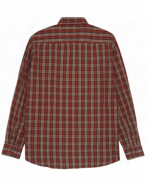 Camisa masculina Camel Active de algodão xadrez vermelho médio