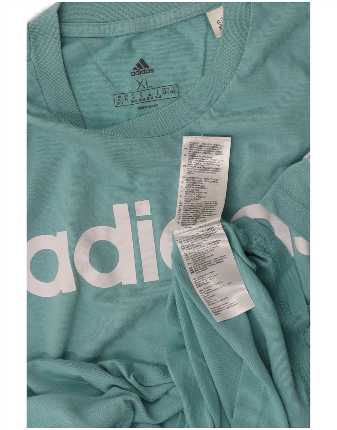 Camiseta feminina ADIDAS com estampa gráfica UK 20/22 XL azul algodão