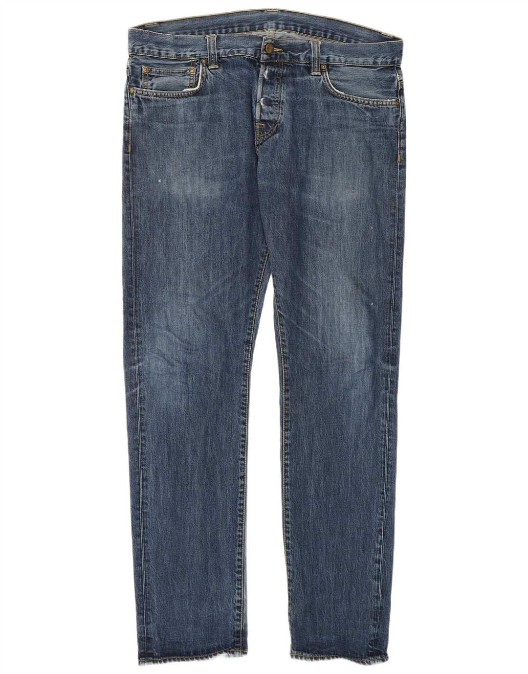 Carhartt Mens Straight Jeans W34 L34 Azul Algodão