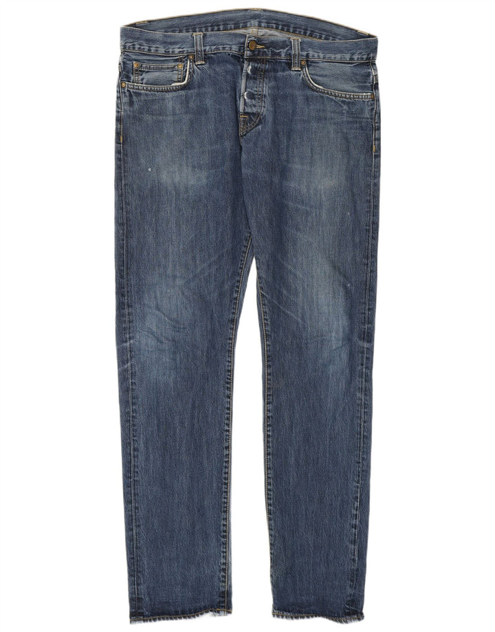 Carhartt Mens Straight Jeans W34 L34 Azul Algodão