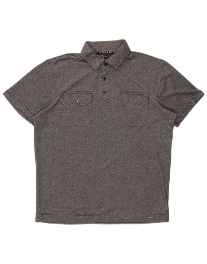 Camisa polo masculina MICHAEL KORS pequena cinza algodão