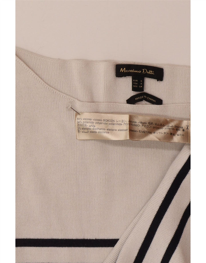 Top Massimo Dutti feminino oversized manga 3/4 Reino Unido 10 listrado branco pequeno