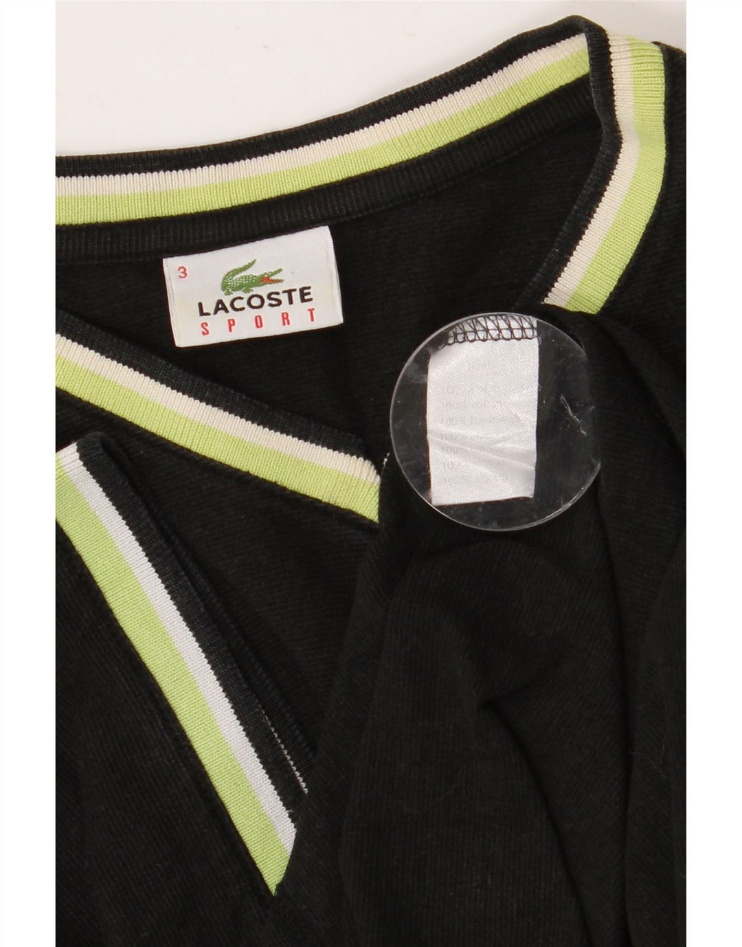 Camiseta masculina LACOSTE tamanho superior 3 pequeno algodão preto