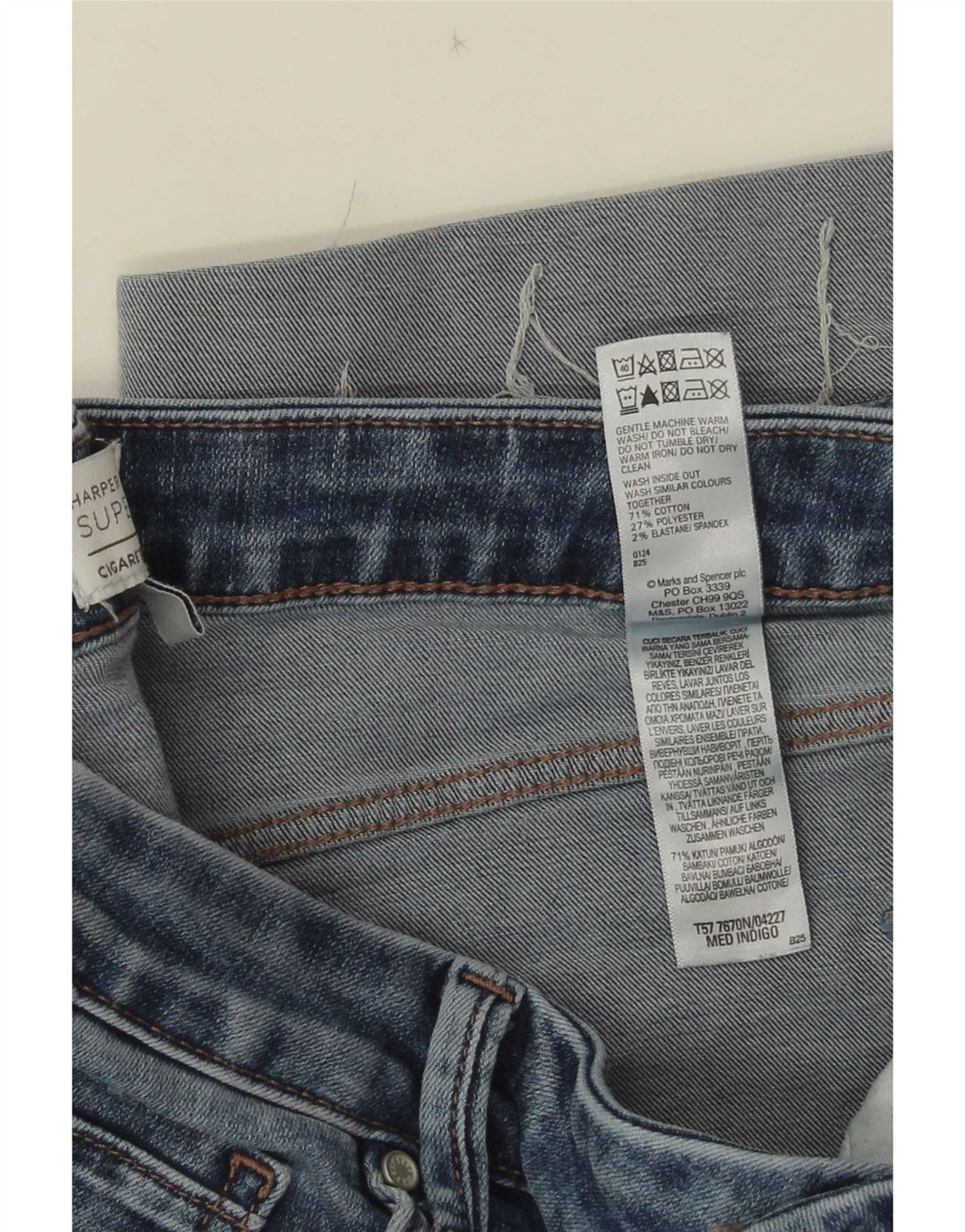 Calça jeans feminina Harper Straight da Marks & Spencer Reino Unido 16 grande W32 L25 azul