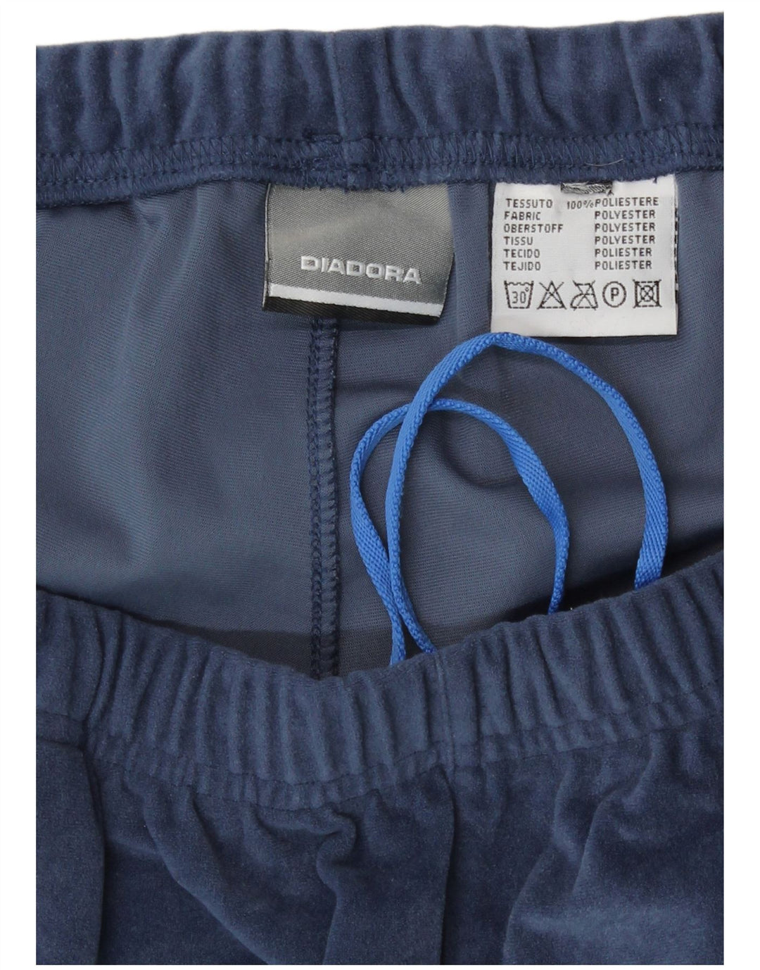 Calça de treino masculina de veludo Diadora grande poliéster azul marinho