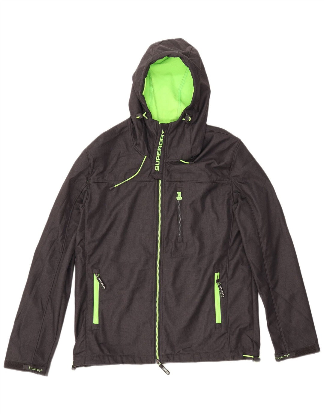 Jaqueta corta-vento masculina SUPERDRY Windtrekker com capuz UK 42 XL cinza nylon