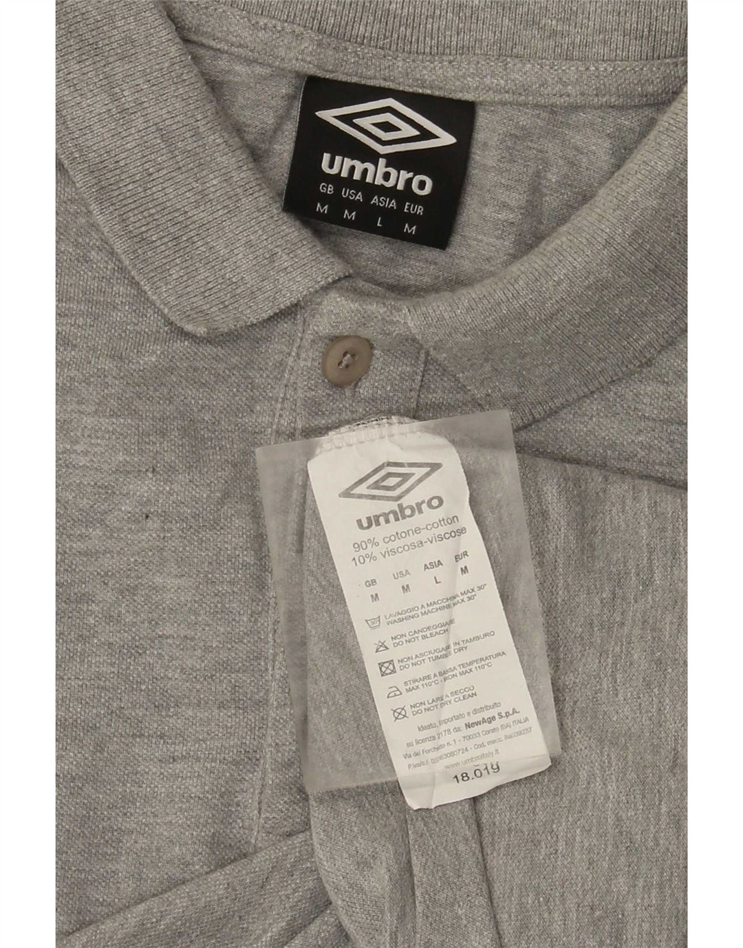Camisa polo masculina de manga comprida UMBRO algodão cinza médio
