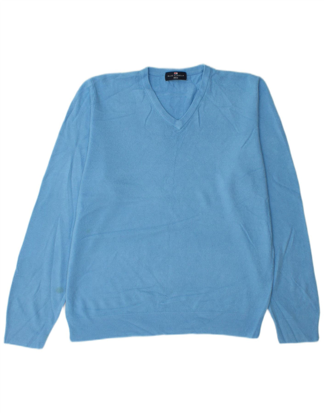 Suéter masculino Marks & Spencer com decote em V grande acrílico azul