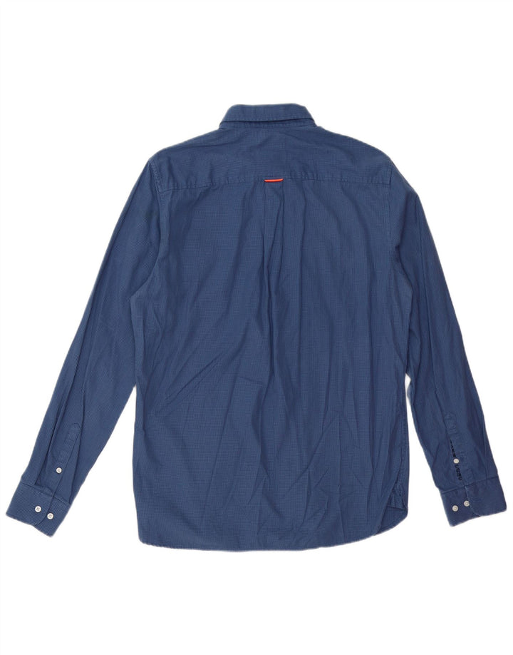 Camisa masculina SUPERDRY algodão houndstooth azul médio