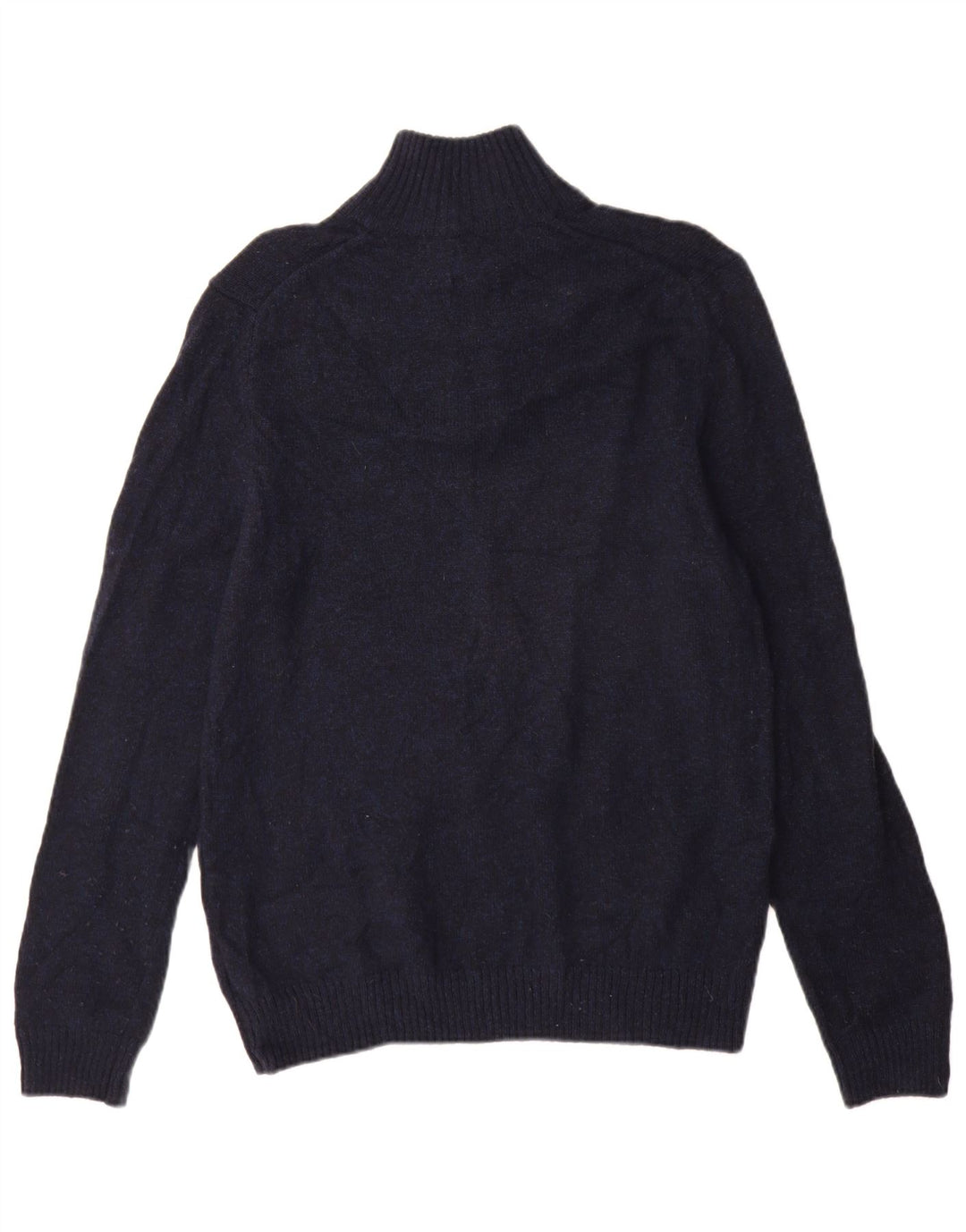 Suéter masculino Marks & Spencer com zíper e gola em lã de carneiro azul marinho médio