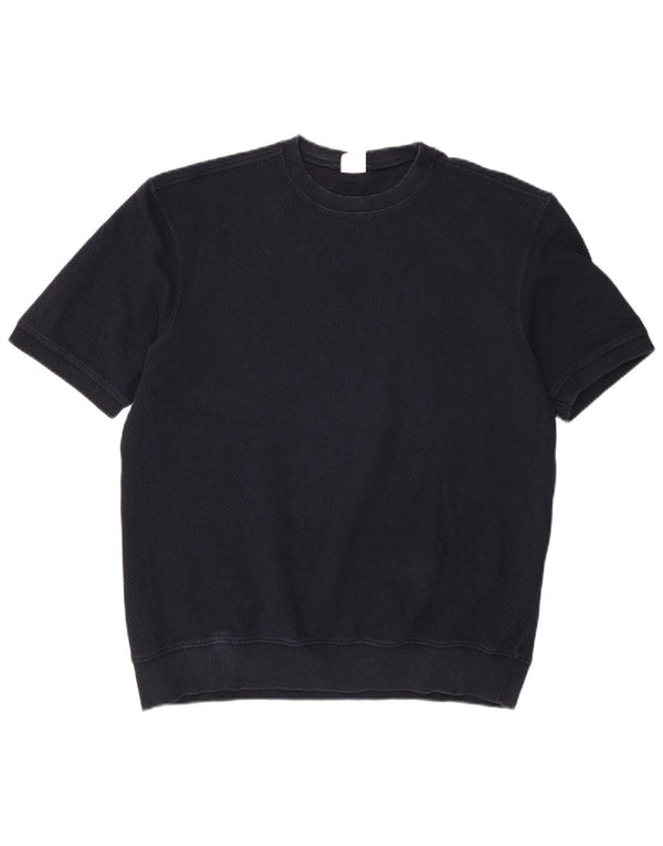 Camiseta masculina Zara Top grande algodão azul marinho