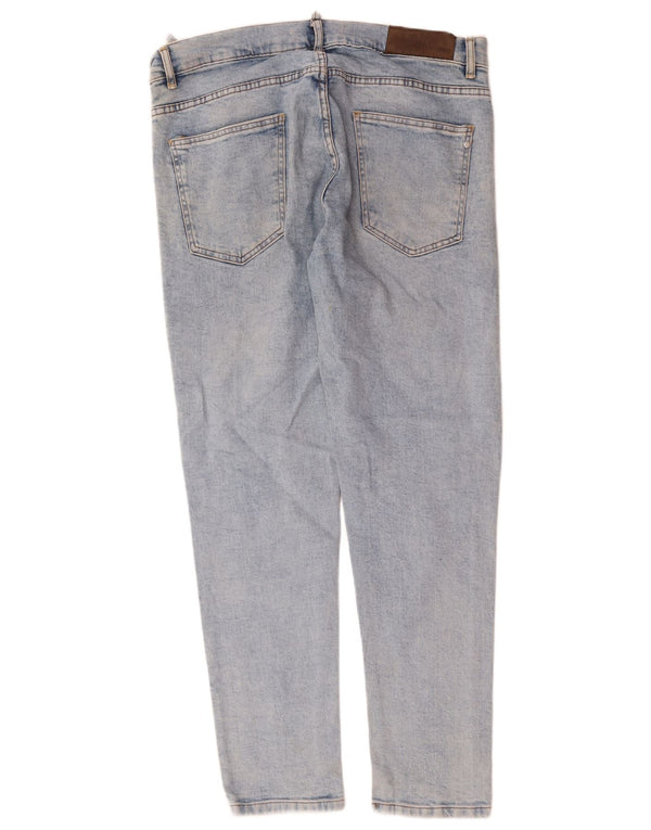 Zara Mens Tapered Jeans EU 46 XL W36 L30 Azul Algodão