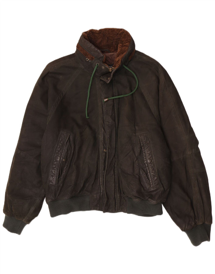 Jaqueta bomber de couro com capuz Belfe & masculina IT 48 médio cáqui