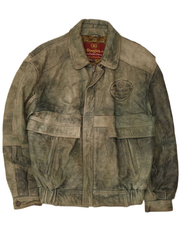 Jaqueta de couro masculina Douglas UK 38 couro cáqui médio