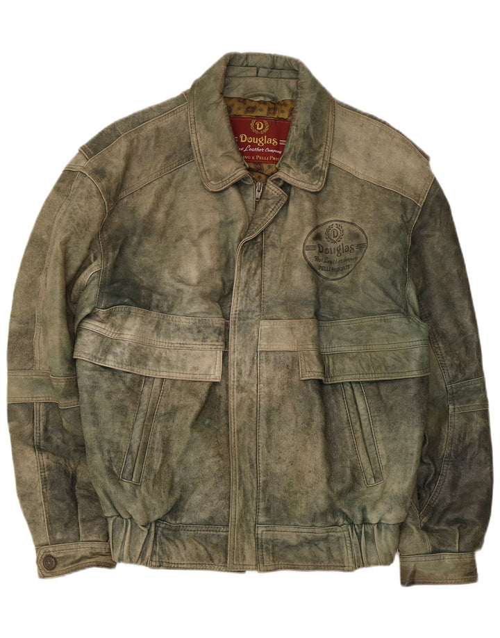 Jaqueta de couro masculina Douglas UK 38 couro cáqui médio
