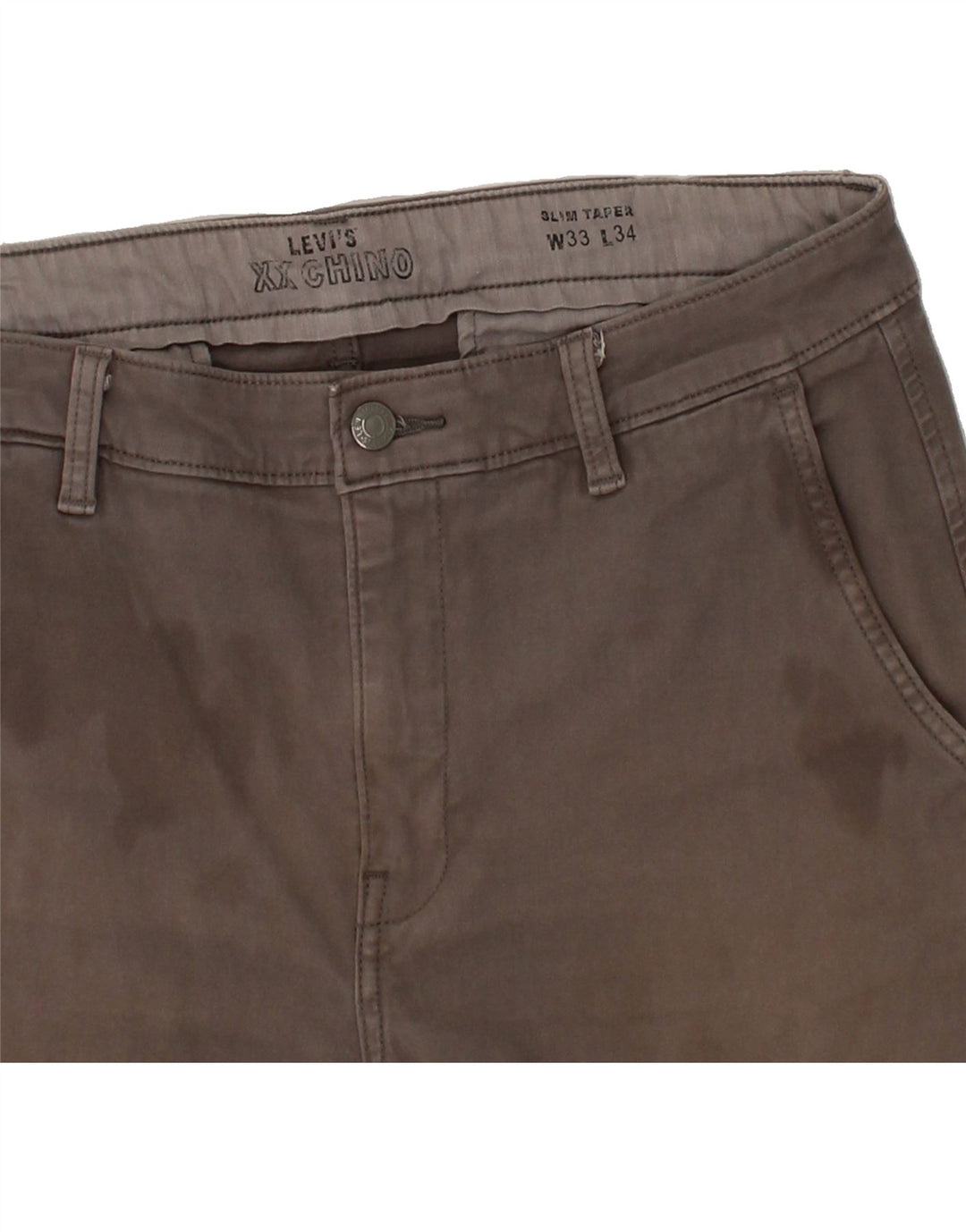 LEVI'S Mens Slim Tapered Chino Trousers W33 L34 Grey Cotton Vintage Levi's and Second-Hand Levi's from Messina Hembry 
