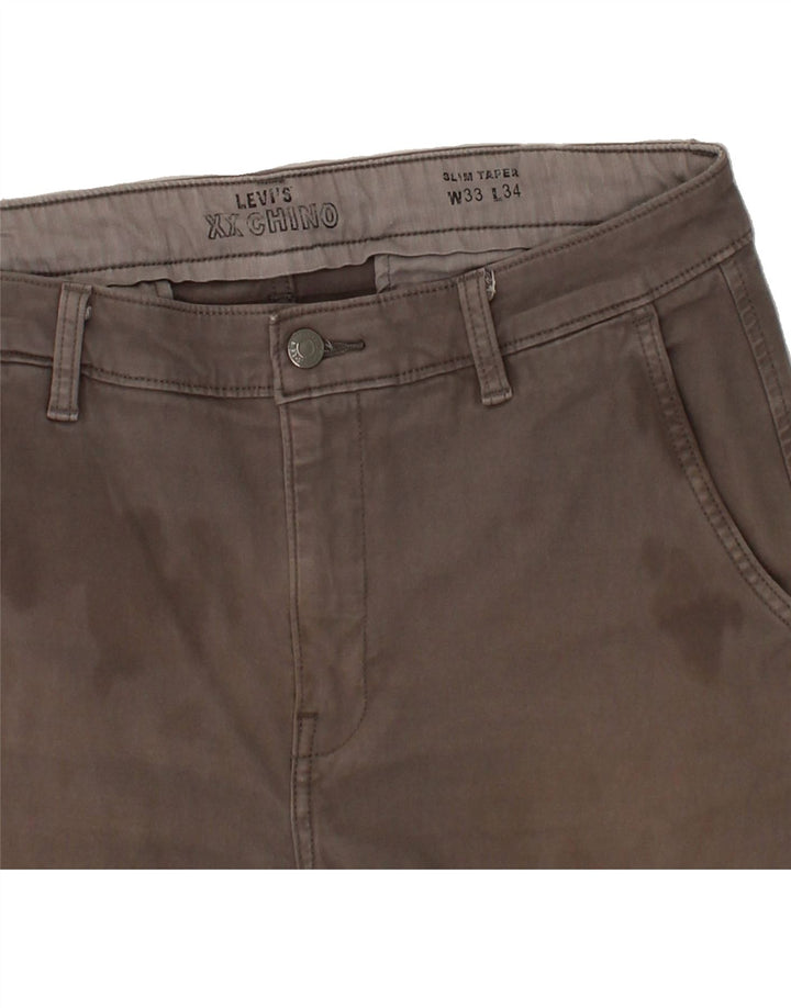 LEVI'S Mens Slim Tapered Chino Trousers W33 L34 Grey Cotton Vintage Levi's and Second-Hand Levi's from Messina Hembry 