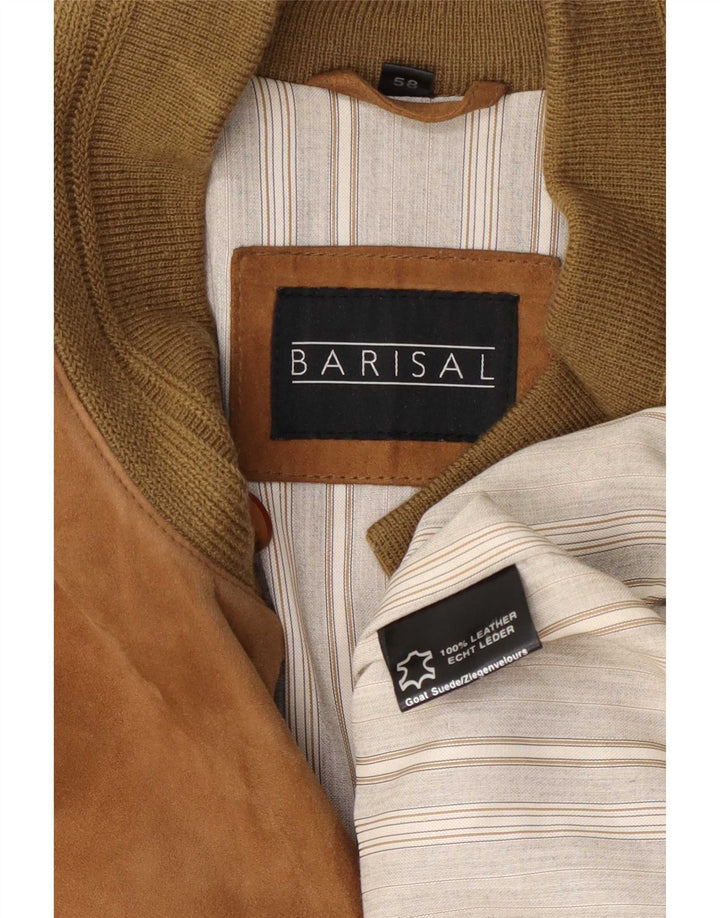 Jaqueta bomber masculina de camurça Barisal IT 58 4XL couro bege