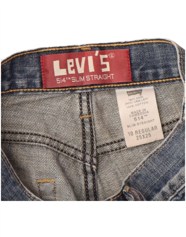 LEVI'S Boys 514 Slim Straight Jeans 9-10 Anos W25 L25 Azul Algodão