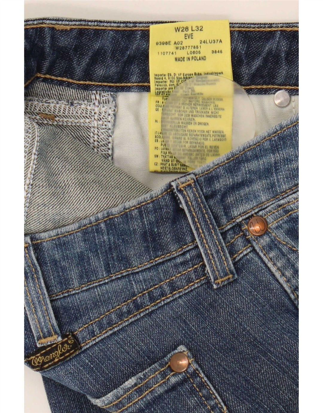 Wrangler feminino Eve Bootcut jeans W28 L32 algodão azul