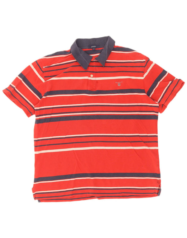 Camisa polo masculina de rugby Gant 2XL algodão listrado vermelho
